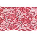 Chaks 1021-02, Ruban de table Dentelle motif Rose 17cmx5m, Rouge