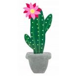 Chaks 10310, Petite Déco Cactus et fleur bois sur socle pot effet ciment 20cm