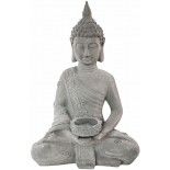 Photophore Bouddha effet ciment 30cm