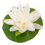 Chaks 10398-00, Grande Fleur de Lotus artificielle sur feuille, Blanc