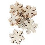 Chaks 10730, Sachet de 12 Flocons de neige en bois naturel 4cm à disperser