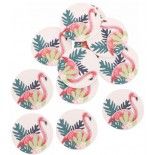 Chaks 10823, Sachet de 12 Confettis Flamant Rose ronds adhésifs en bois 2,8cm