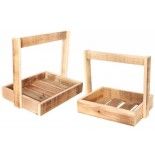 Lot de 2 Supports bois rectangles avec anse en bois 26cm/32cm