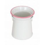 Chaks 10965, Petit Pot à lait en métal BLANC & ROSE avec 2 anses 6cm