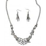 Chaks 11194, Set Collier et Boucles d'oreilles squelette gris argenté