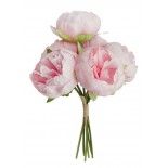 Chaks 11570-32, Bouquet de 6 Pivoines 27,5cm, Rose pastel