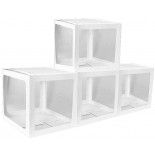 Lot de 4 Cubes en carton avec film plastique rigide 30x30x30cm, Blanc