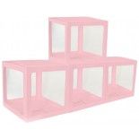 Lot de 4 Cubes en carton avec film plastique rigide 30x30x30cm, Rose