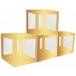 Lot de 4 Cubes en carton avec film plastique rigide 30x30x30cm, Or