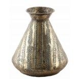 Vase métal noir/doré gravé conique 30,2cm