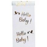 Chemin de table Hello Baby 5m Blanc/Or métal