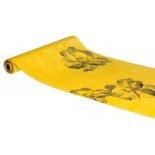 Chemin de table Velours Fleurs, Jaune