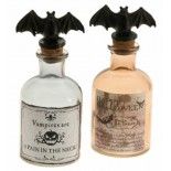 Bouteille Halloween avec bouchon Chauve Souris en verre 14,5cm (x1)