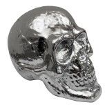 Crâne tête de mort 17cm, métallisée Argent