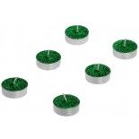 Set de 6 Bougies chauffe-plat paillettes, vert Jungle