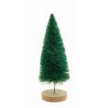 Sapin sur rondin bois 24cm, Vert forêt