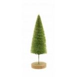 Petit Sapin sur rondin bois 16cm, Vert clair