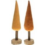 Grand Sapin Velours ambre sur rondin bois 45cm (x1)