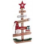 Chaks 12464, Centre de table Joyeux Noël sapin/gnome en bois 43cm