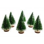 Lot de 6 mini-Sapins pailletés 7cm sur rondin, Vert