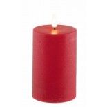 Bougie cire flamme led réaliste Rustique Timer 12,5cm rouge