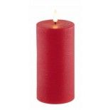 Bougie cire flamme led réaliste Rustique Timer 15cm rouge