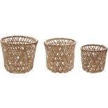 Lot de 3 Paniers ronds en bambou tressé, 22cm et 20cm et 17cm
