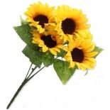 Bouquet de 7 Tournesols 34cm, Jaune