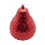 Petite Poire de Noël Rouge pailleté 8,5cm