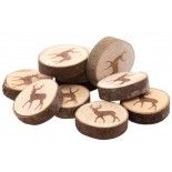 Sachet de 10 Rondins en bois imprimés Cerf 4cm