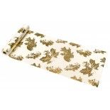Chemin de table velours crème avec Feuilles d'Automne Or métallisé 3m