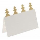 Sachet 6 Marque-places carton blanc et Sapins Or