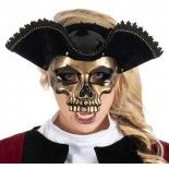 Masque Tête de mort Pirate doré