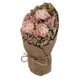 Déco Bouquet Fleurettes et Roses dans kraft 13cm, Rose