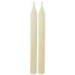 Set de 2 bougies Flambeau Cannelées 25cm, ivoire