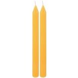 Set de 2 bougies Flambeau Cannelées 25cm Jaune Moutarde