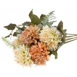 Bouquet de 5 Scabieuses avec feuillage 32cm, Blanc/TANGERINE