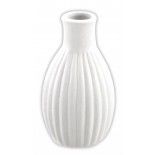 Mini-Vase Céramique rond strié 8,5cm Blanc