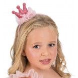 Serre-tête couronne pailletée rose fuchsia, enfant