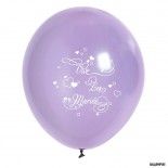 Sachet 10 ballons Vive Les Mariés, Lilas