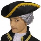 Chaks 10 157744, Chapeau Tricorne feutre adulte, Noir galon or