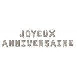 P'TIT Clown re19010, Ballons mylar alu Joyeux anniversaire Argent