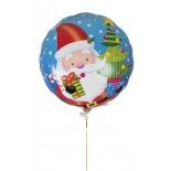 P'TIT Clown re19101, Ballon alu rond Père Noël et sapin 32 cm
