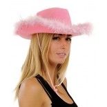 P'TIT Clown re21303 - Chapeau feutre cow girl avec plumes adulte, Rose