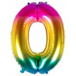 Ballon mylar rainbow 86cm CHIFFRE 0, Multicolore