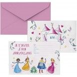 P'TIT Clown re22485 - Lot de 8 cartons d'invitation anniversaire Princesses