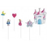 P'TIT Clown re22521 - Lot de 6 piques à gâteau d'anniversaire Princesses