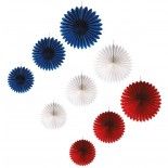 P'TIT Clown re23307 - Lot de 9 rosaces à suspendre France Bleu Blanc Rouge