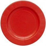 Paquet de 8 Assiettes RIGHE carton écologiques 27 cm, Rouge