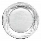 Sachet de 8 Assiettes rondes métallisées en carton 22,7cm , brillant Argent